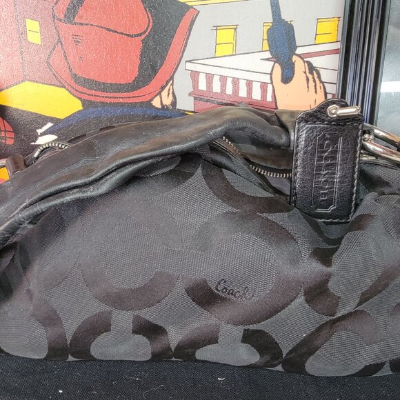 PRICE DROP Coach 13439 Black Leather With Signature C Fabric and Shoulder Bag - Picture 2 of 4